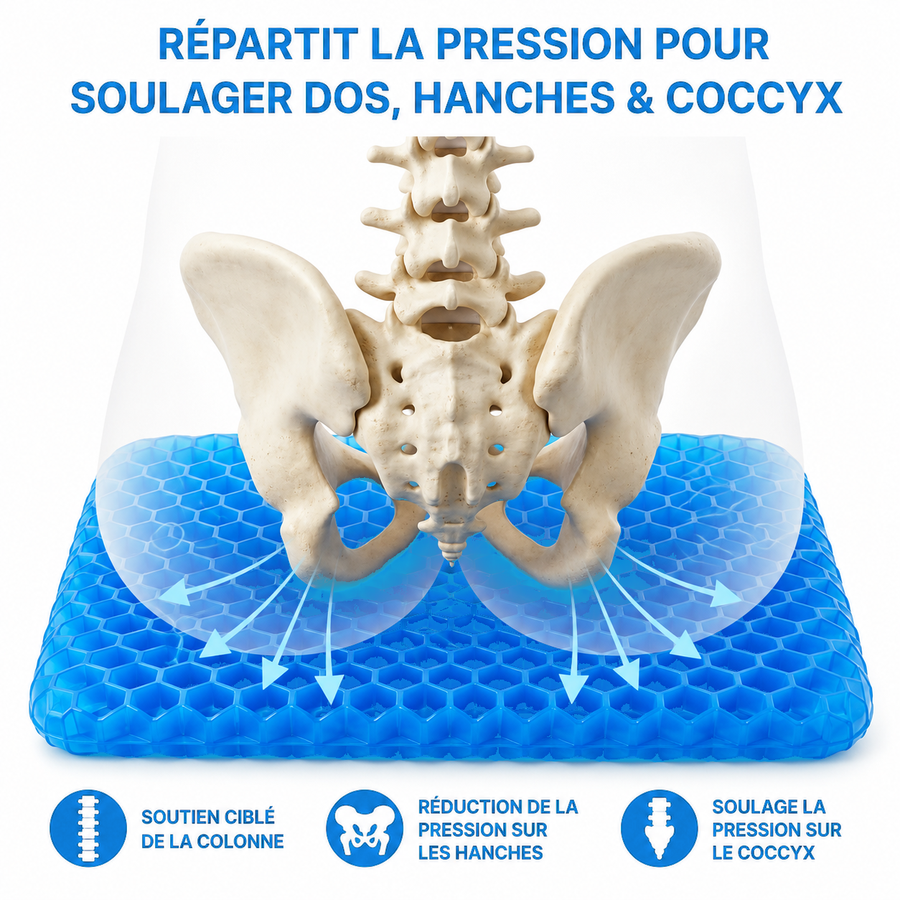LE CONFORT NOUVELLE GÉNÉRATION
Coussin en gel alvéolé MyErgoPure - vue 6
